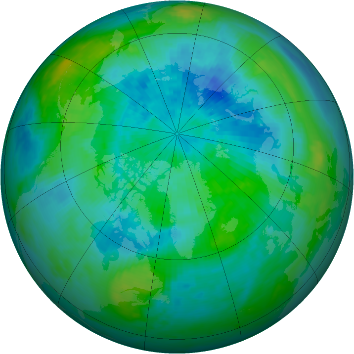 Arctic ozone map for 18 September 1990